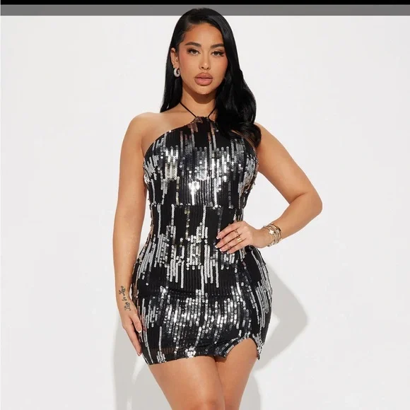 slim fit dress slacks Sindy Sequin Mini Dress